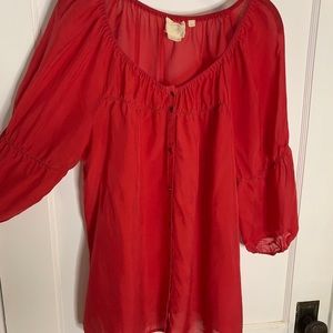 Anthropologie Red Blouse